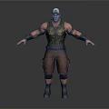 Game Movie Character With White Helmet Green Camouflage Vest Brown Shorts And Black Boots