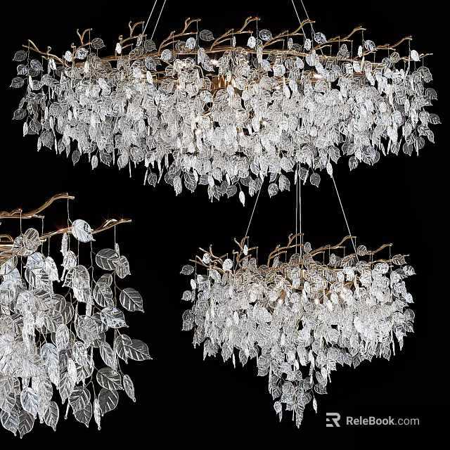 Luxury Crystal Leaf Chandelier With Modern Design And Elegant Hanging Details 3d model 