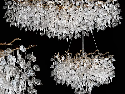 Luxury Crystal Leaf Chandelier With Modern Design And Elegant Hanging Details 3d model