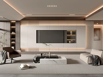 Home Living Room TV Background Wall Simple Living Room Coffee Table Combination Sofa TV Cabinet Minimalist Living Room 3d model