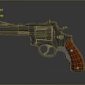 3D Rendered Revolver With Black Metal Body And Wooden Grip Design