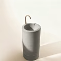 Cylindrical Concrete Washbasin With Metal Faucet Minimalist Design For Modern Bathroom