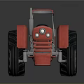 Red Tractor With Open Cab Large Black Wheels And Reflective Surface 3d model