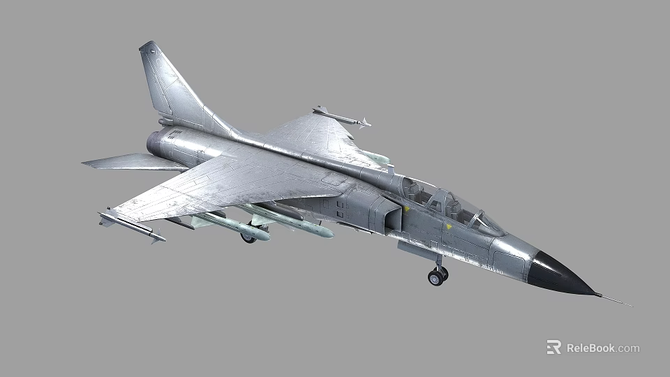 Silver Fighter Jet 3D Rendering With Detailed Design Missiles Cockpit And Landing Gear 3d model 