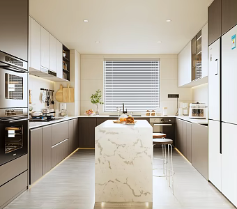 Modern Italian Kitchen Refrigerator Cabinet Island Cabinet Kitchen Appliances 3d model