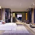 Modern Hotel Guest Room With King Size Bed Floor to Ceiling Windows And Scenic View