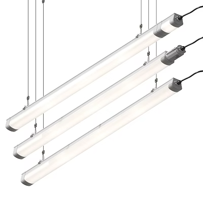 Modern Long Linear LED Pendant Lights With Sleek Design For Indoor Spaces 3d model