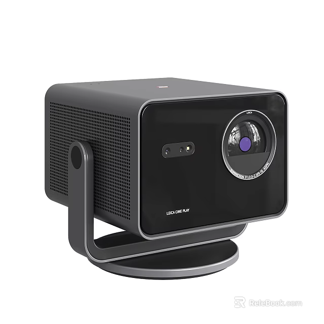 Modern Projection Monitoring Device With Black Housing And Adjustable Stand Lens 3d model 