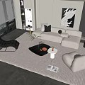 Modern sofa coffee table combination 3d model