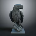 Detailed Eagle Sculpture With Realistic Head Spread Wings And Square Base 3d model