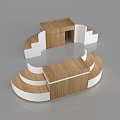 Modern Curved Reception Desk With Layered Wooden And White Finish Structure