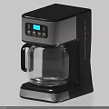 Black And Silver Automatic Coffee Maker Kitchen Appliance With Digital Display And Glass Carafe