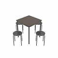 Table and Stools Set with Square Wooden Tabletop Gray Metal Frame and Four Perforated Stools