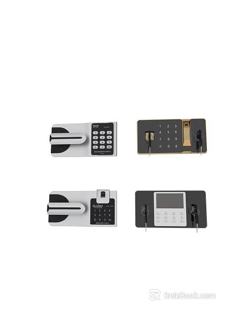 Various Electronic Door Locks With Keypad Fingerprint And Display Features 3d model 