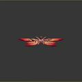 Mythical Fantasy Creature With Vibrant Red Orange Wings Pink Green Accents Green Stem Orange Orb