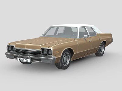 Classic Brown And White Vintage Sedan Car With Retro Front Grille And Wheels 3d model