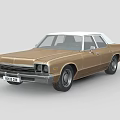 Classic Brown And White Vintage Sedan Car With Retro Front Grille And Wheels