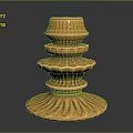 Ornate Copper Candle Holder With Layered Fluted Design And Decorative Base