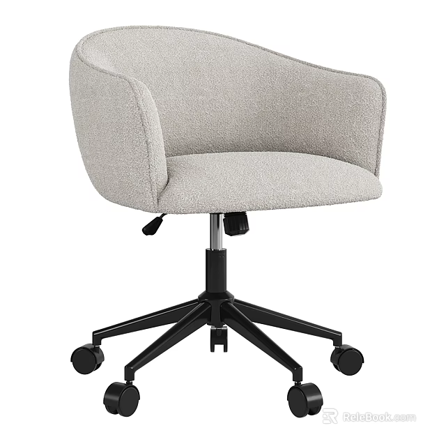 Light Gray Fabric Office Chair With Ergonomic Design Swivel Base And Black Metal Rolling Casters 3d model 
