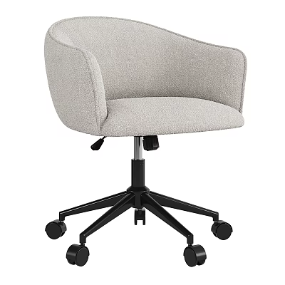 Light Gray Fabric Office Chair With Ergonomic Design Swivel Base And Black Metal Rolling Casters 3d model