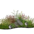 Beautiful Mixed Plant Combination with Ornamental Grasses Stones and Round Lamps