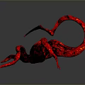 Red Black Multi Legged Fantasy Creature With Curved Tail And Unique Limb Structure 3D