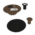 Dark Brown Round Coffee Table With Wooden Design Open Book And Small Plant