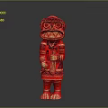 Traditional Red Decorative Statue With Intricate Cultural Patterns And Standing Posture Design