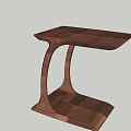 Modern Wooden Side Table With Curved Legs And Square Top Wooden Texture