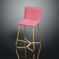 Modern Pink Bar Stool With Upholstered Seat And Gold Metal Legs Design