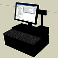 Commercial POS System Equipment With Display Screen Keyboard And Receipt Printer 3d model