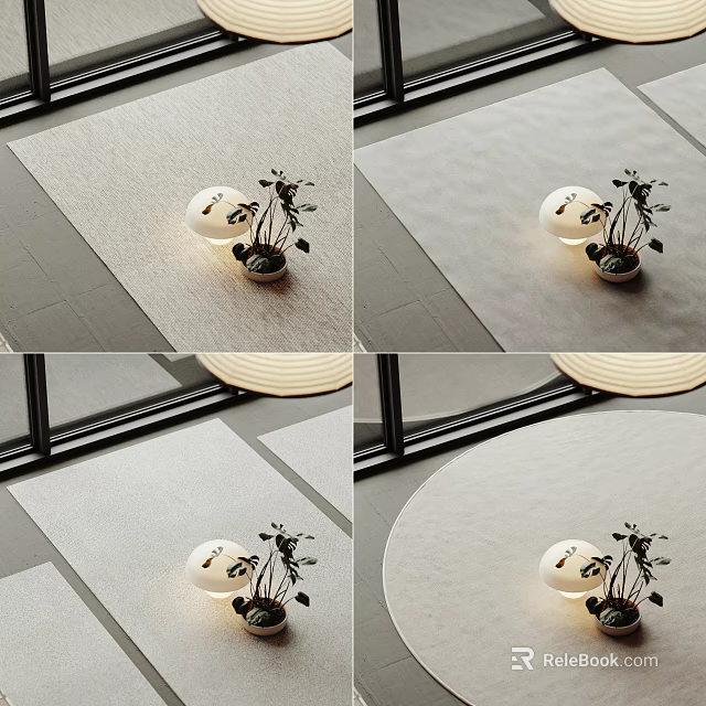 Square Rug In Modern Interior With Plant And Decor Ball 3d model 