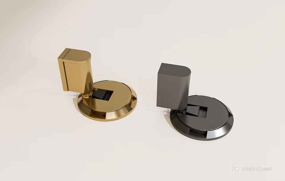 Modern Gold And Black Desktop Accessories With Circular Base And Vertical Structure 3d model
