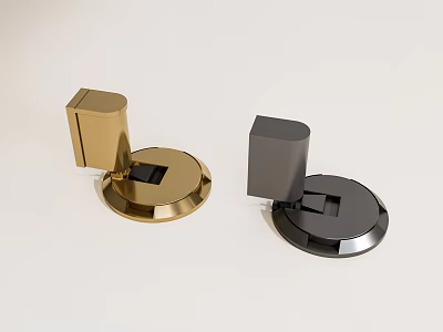 Modern Gold And Black Desktop Accessories With Circular Base And Vertical Structure 3d model