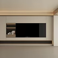 Modern TV Wall Interior Design With Large Screen And Open Shelves 3d model