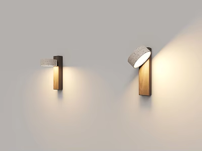 Modern Wall Lamps With Wooden Base And Stone Shade For Interior Lighting 3d model