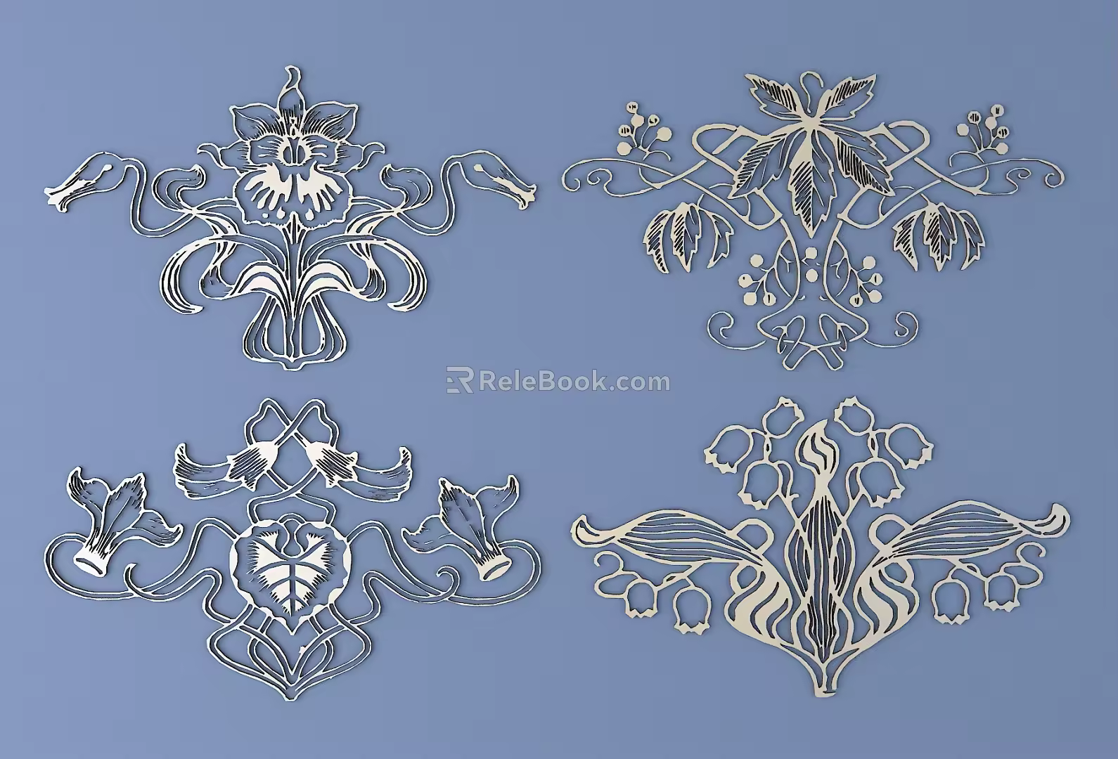 European-style flower metal carving pattern European-style element pattern 3d model