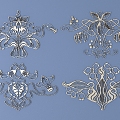 European-style flower metal carving pattern European-style element pattern 3d model