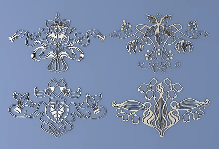 European-style flower metal carving pattern European-style element pattern 3d model