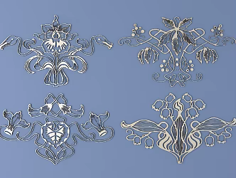 European-style flower metal carving pattern European-style element pattern 3d model
