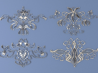 European-style flower metal carving pattern European-style element pattern 3d model