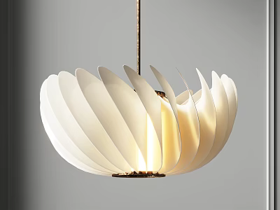 Elegant Modern White Petal Shaped Chandelier With Warm Hanging Light Design 3d model