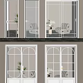 Elegant Double Doors Design With Glass Panels And Arch Top White Frames 3d model