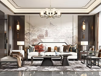 New Chinese Living Room 3d model