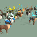 Modern Deer Herd Elk Fantasy Deer Herd 3d model