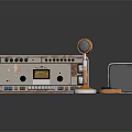 Vintage Orange Radio With Retro Speaker And Small Parts Display Setup