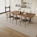 Quiet Chinese and Ancient Style Dining Table and Chair Combination Quiet Style Dining Table and Chair Chinese and Ancient Style Dining Table and Chair Sideboard 3d model