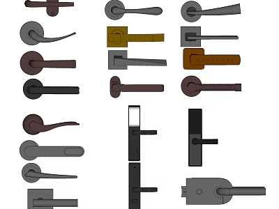 Various Modern And Classic Door Handles In Different Styles For Home Use 3d model