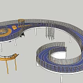 Playground Equipment With Spiral Track Circular Structure Blue Yellow Floor And Platforms 3d model
