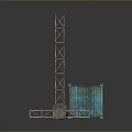 Rustic Blue Metal Shed Scene With Orange Door Rusted Ladder And Metal Frame
